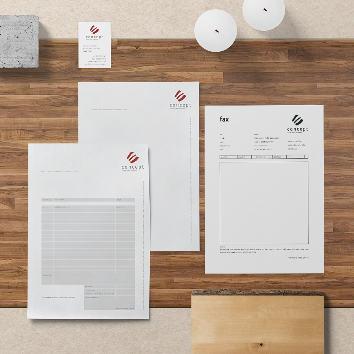 Logo, Drucksorten, Faxpapier, Bestellschein